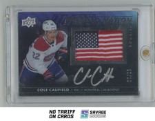 2021-22 SPx UD Black Pride of a Nation Rookie Auto Patch Cole Caufield RC /25