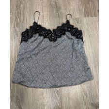 Abercrombie  Fitch Floral Lace Trim Camisole Top Black White Medium