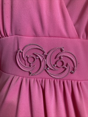 RARE Vintage Pink Moon Goddess Sheer Angel Maxi Dress Old Hollywood Empire Gown