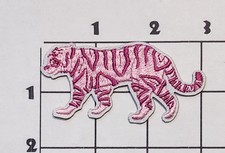 Pink Tiger Patch Embroidered Iron On Applique Upcycle Recycle