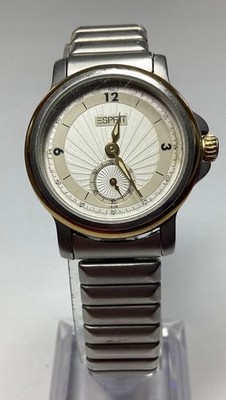 Vintage ESPRIT Quartz Watch Women Silver Steel Small Second Analog New Battery