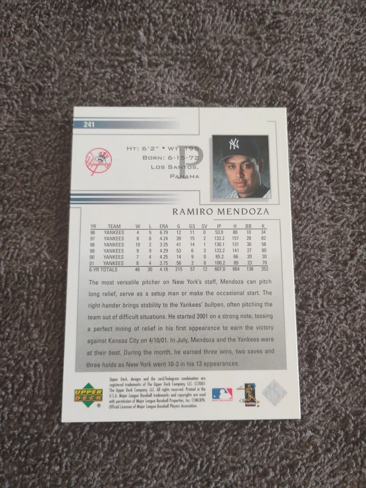 2002 Upper Deck Ramiro Mendoza New York Yankees Baseball Card #241 - Image 2 of 2