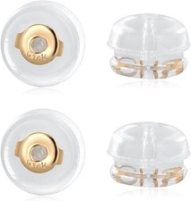 2 Pairs Hypoallergenic Silicone Earring Backs with 14K Gold for Sensitivity