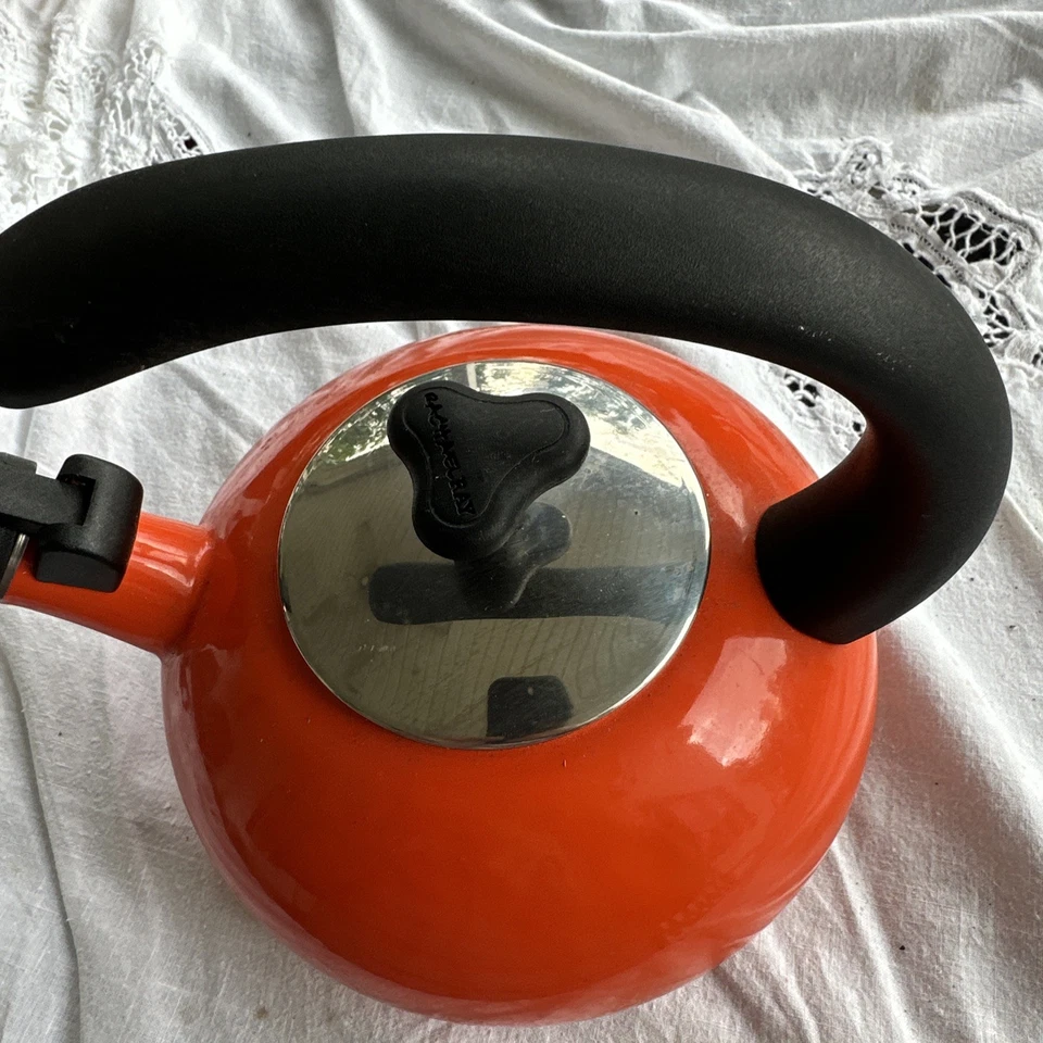 Rachael Ray 1,5 кварты оранжевый эмаль свистящий чайник крюк ручки красивый - Изображение 3 из 4