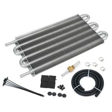 Universal 5/16" Transmission Oil Cooler Kit Aluminium alloy Tube 6 Pass Sliver