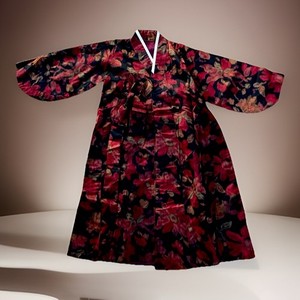 VTG Korean Hanbok Durumagi Coat w Jacquard Silk Lining Jewel Tones K-Pop