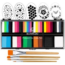 Bowitzki 12x10g Face Paint Kit Body  Face Paint Set for Kids Adults Rainbow ...