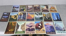National Parks Postcard Lot Nature Art Zion, Yellowstone,Sequoia, Rocky Mountain