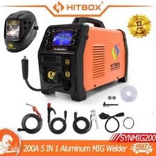 200Amp Combi MIG Welder 110V/220V Aluminum TIG MMA MIG Welding Machine&Helmet