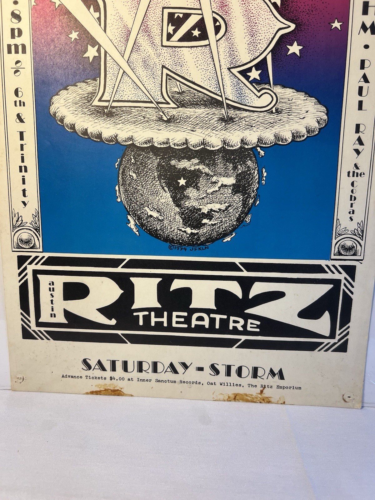 RITZ THEATER GRAND OPENNING DOUG SAHM Original Printing Poster JIM FRANKLIN 1974