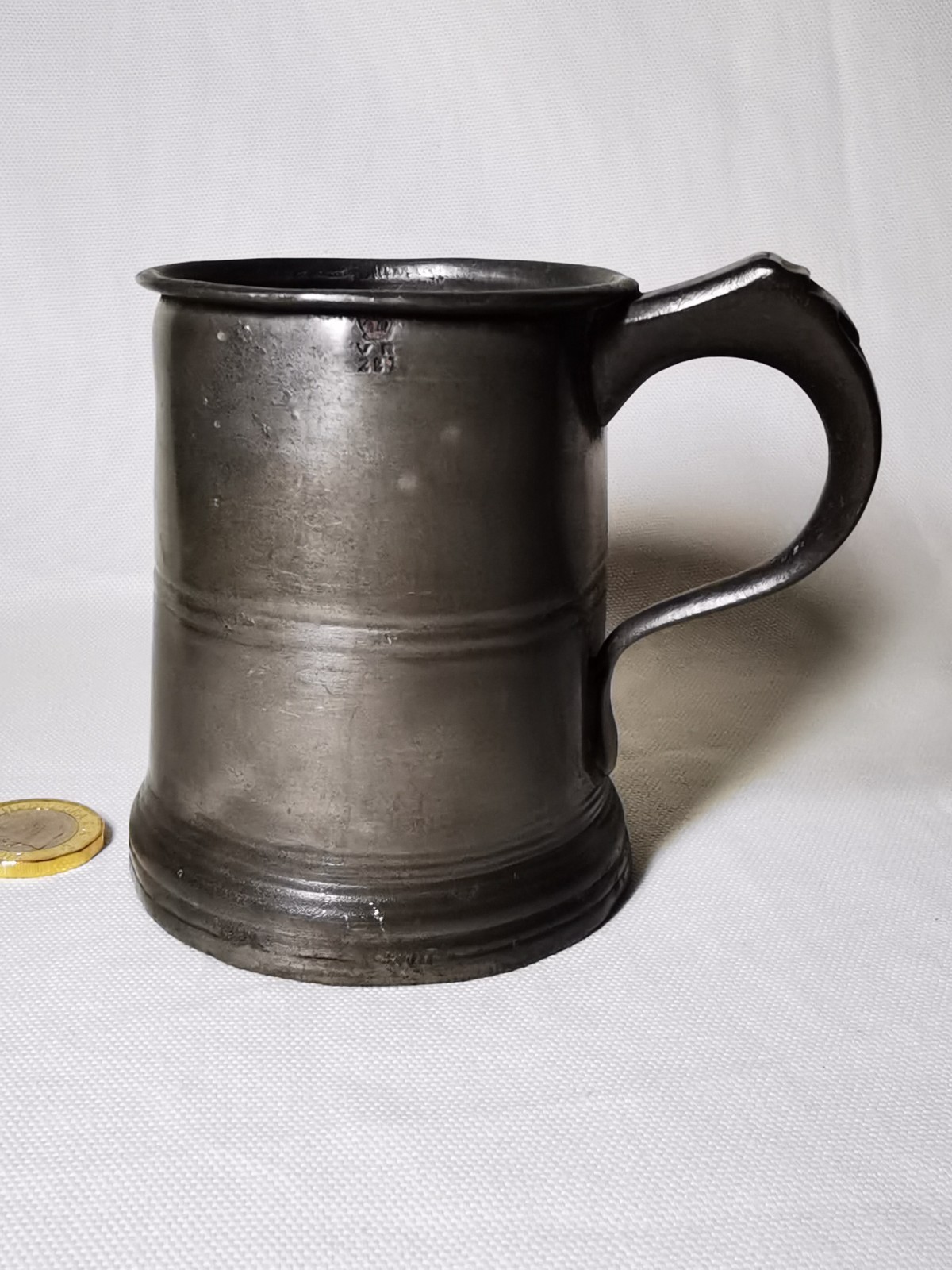 Antique Georgian Victorian Pewter Half Pint Beer Ale Tavern Tankard Measure VGC