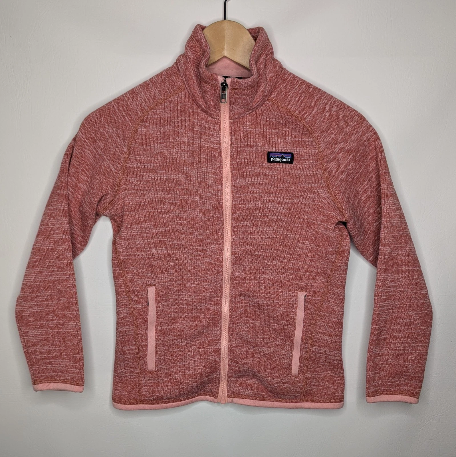 Patagonia Better Sweater Jacket Girls Medium Rosehip Fleece Full Zip Lightweight