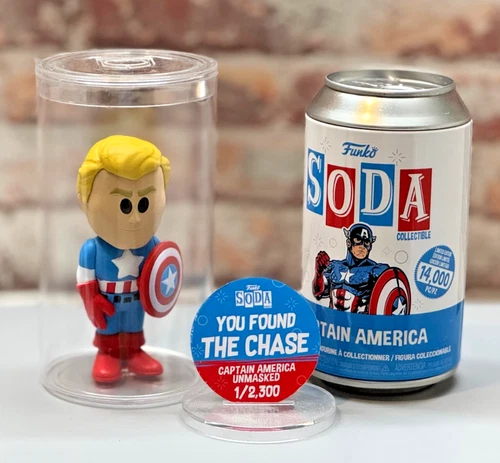 Funko Soda - Captain America Unmasked- Chase - Marvel - w/ Soda Toob & Pog Stand