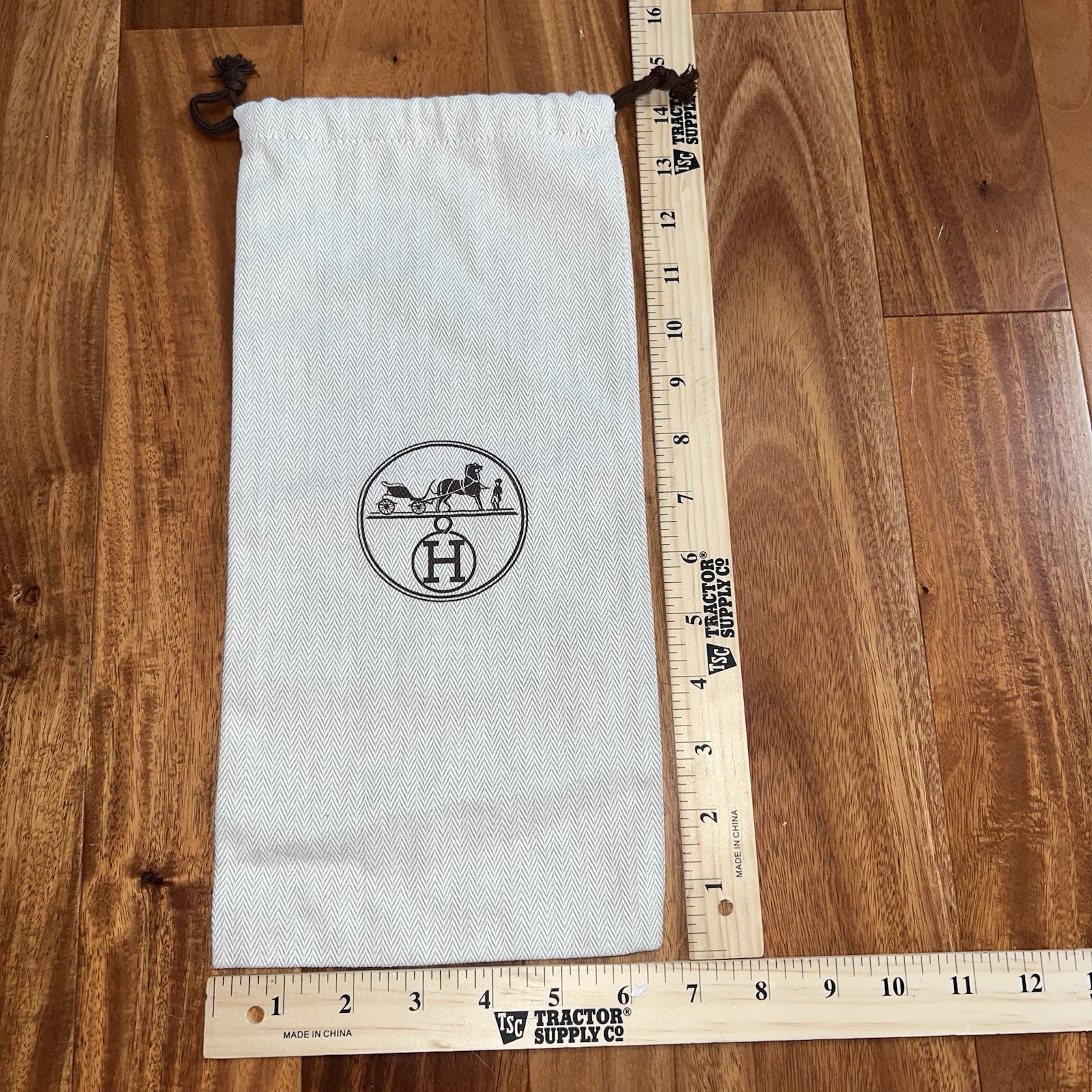 Authentic Hermes Herringbone  Drawstring Storage … - image 4