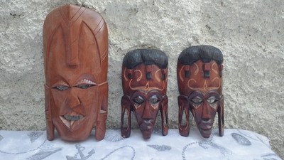 Set of 3 Unique Handmade Decorative Wall Masks - Ethnic Inspired Art
