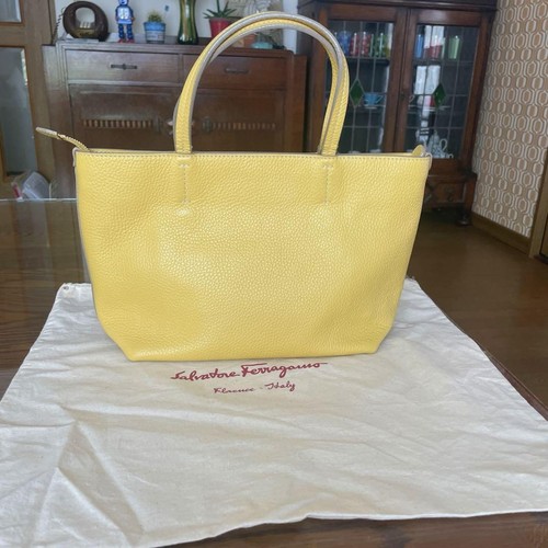 Salvatore Ferragamo Double Gancini Handbag Mini Tote Leather Yellow Women's - Picture 4 of 24