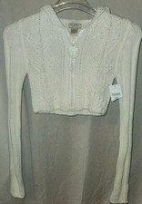 NWT Arizona Jean Super Cute Huge Zipper Knitted Hoodie Size Small Cropped Mid