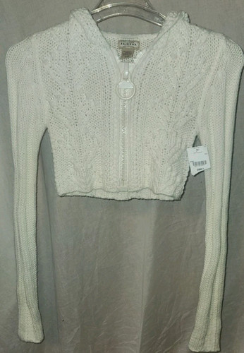 NWT Arizona Jean Super Cute Huge Zipper Knitted Hoodie Size Small Cropped Mid - Picture 1 of 7
