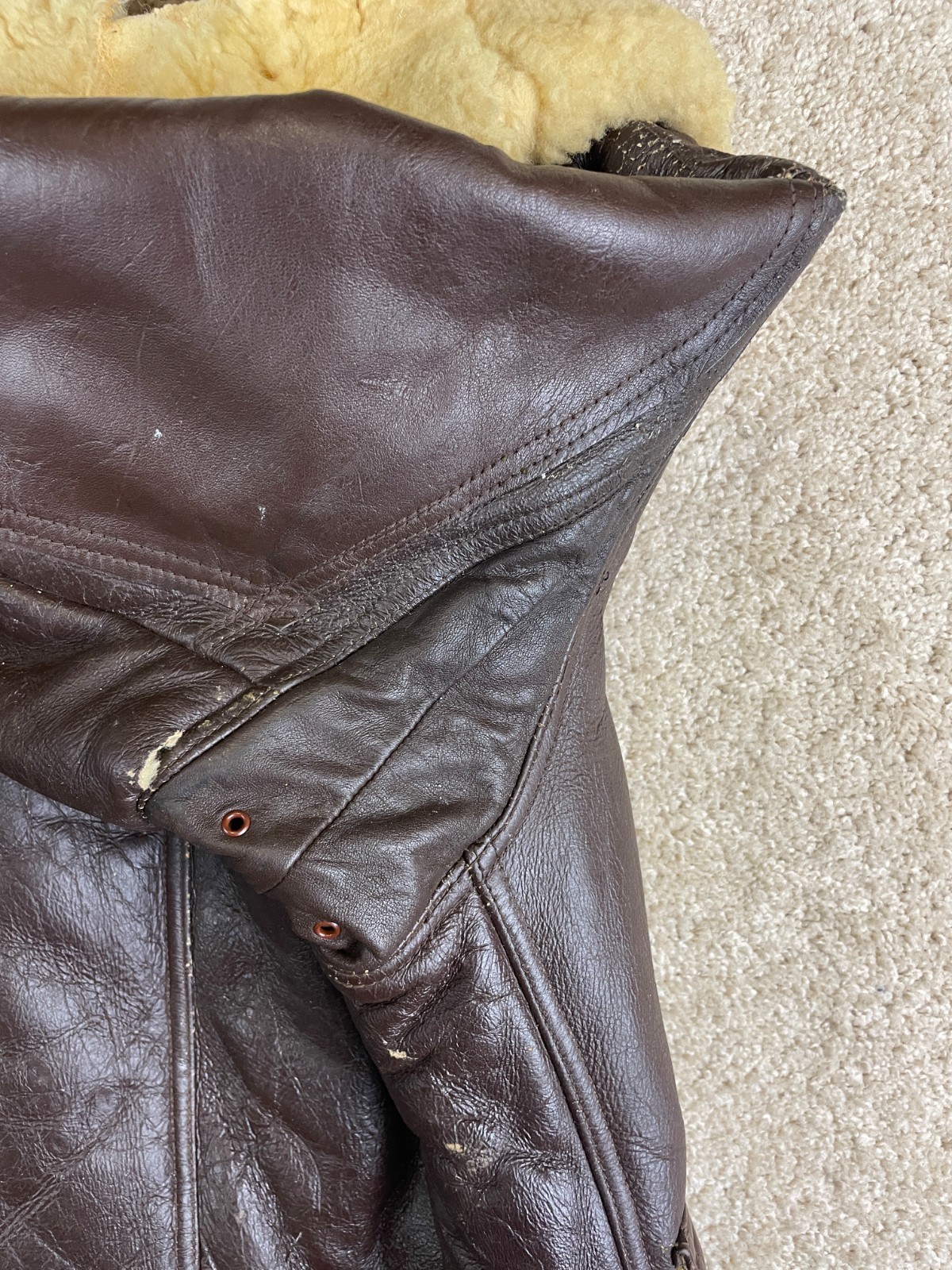 Vintage Poughkeepsie Bomber Jacket Mens 38 Leather Winter USAF AN-J-4 Brown image 7