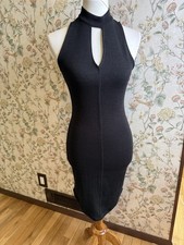 Astr The Label Black Choker Ribbed Keyhole Bodycon Dress Sleeveless Size Small