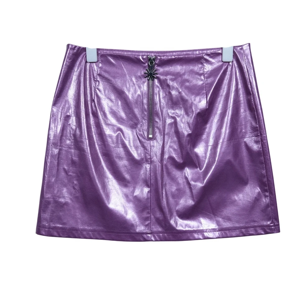 Minifalda Delia's Y2K de vinilo púrpura acento arco iris retro festival talla M Foto 2 de 4
