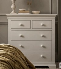 Chest Of Drawers, Cotswold Chantilly, Wooden, Warm White, 5 Drawers. 