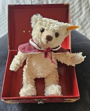 Handmade Steiff Teddy Bear Clara in Schatztruhe Perfect Mohair Blonde Red Cape