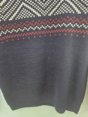 Next Herren Pullover Medium Navy Blau Fair Isle Strick Rundhals Wollmischung - Bild 4 von 9