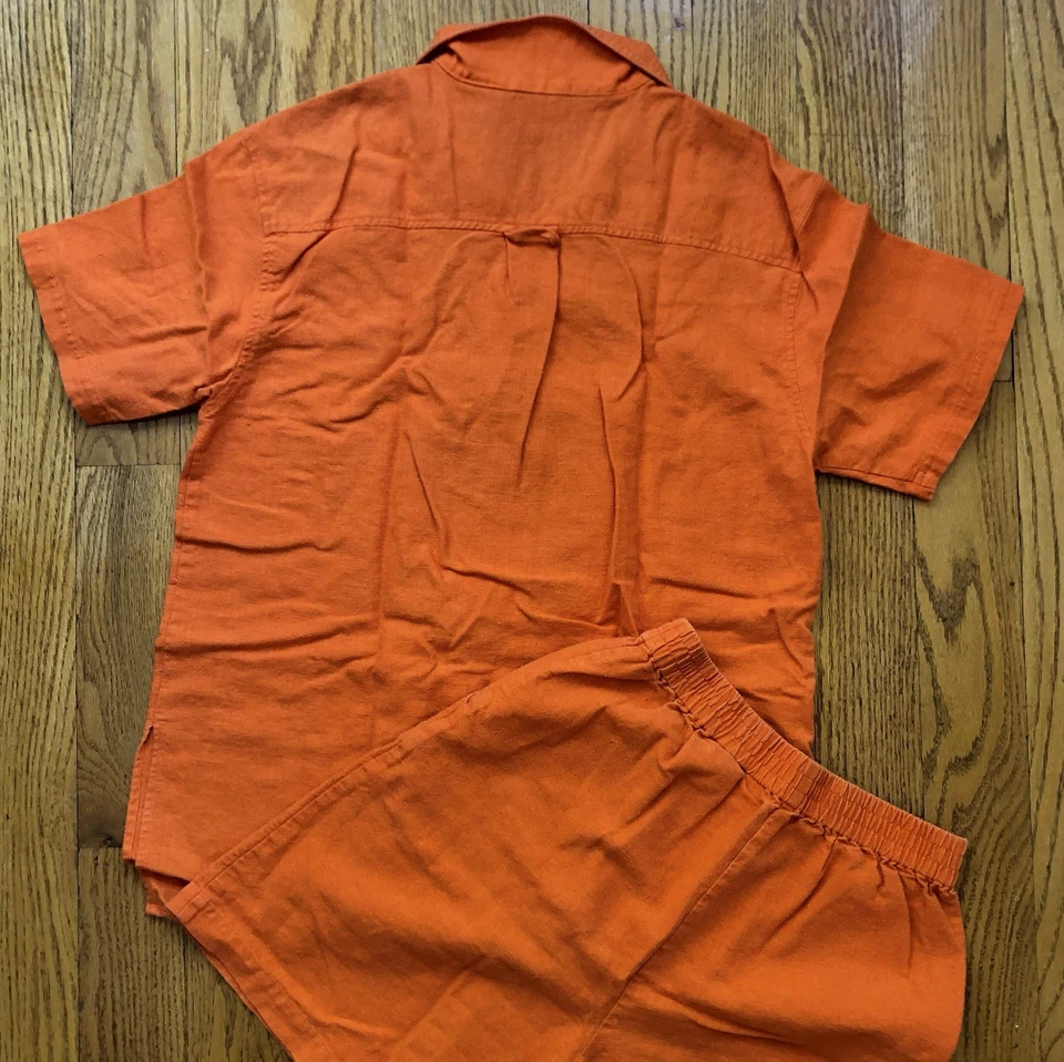 kate hill 100% 亚麻短袖衬衫,高腰短裤搭配套装 — 第 4/4 张图片