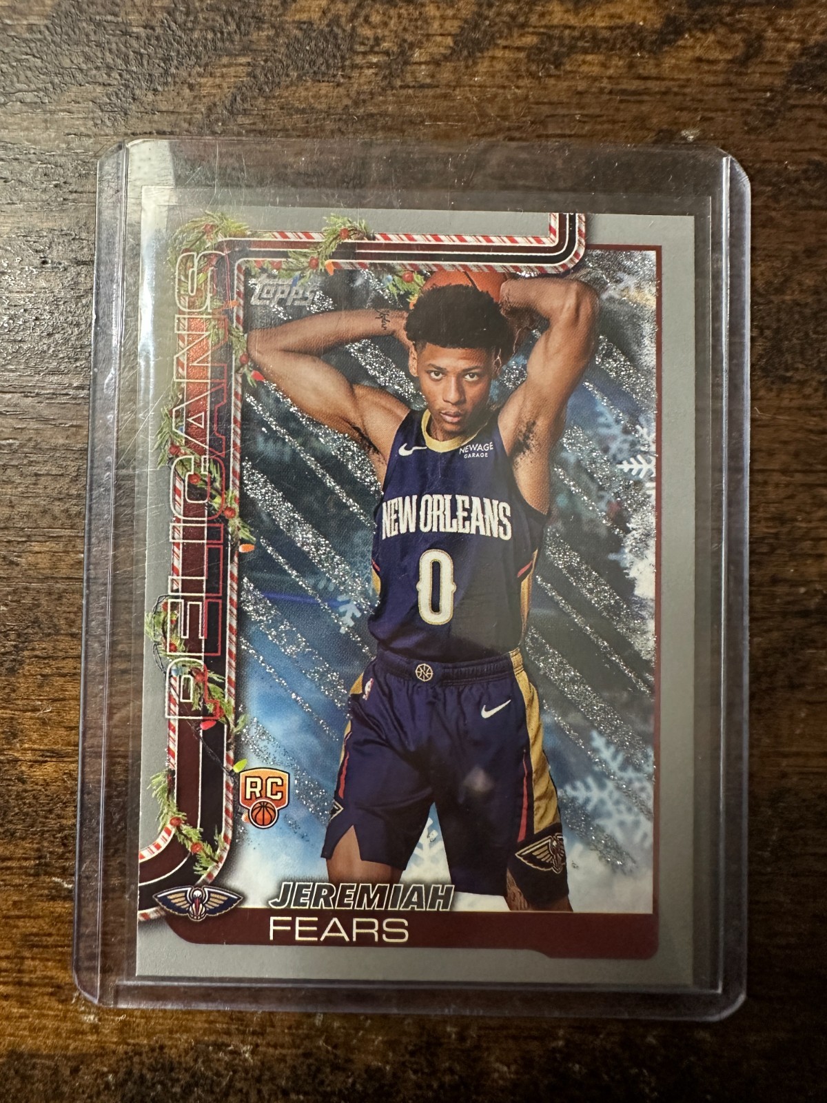 2025-26 Topps Holiday Jeremiah Fears Silver Glitter RC #H167 Pelicans