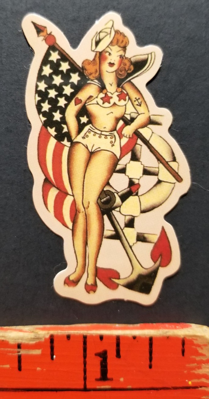 American Woman Sailor Flag Skateboard Sticker