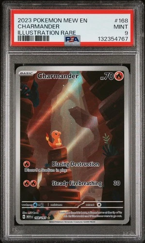 2023 POKEMON MEW EN-151 ILLUSTRATION RARE #168 CHARMANDER PSA 9