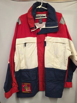 Regatta Sport Sailing Vintage Windbreaker Parka Jacket Sz L 90s Red White Blue
