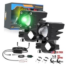 LED Motorcycle Auxiliary Light Kit, 5 Modes, Spot Driving Lights, Green