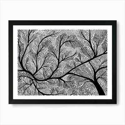 Baum in Schwarzweiß Kunstdruck gerahmt Wandbild Poster Leinwanddruck Bild