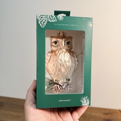 Evergreen Grove Glass Owl Bird Ornament