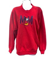 Vintage 90s Mickey Co Disney Sweatshirt Red Embroidered Crewneck USA L
