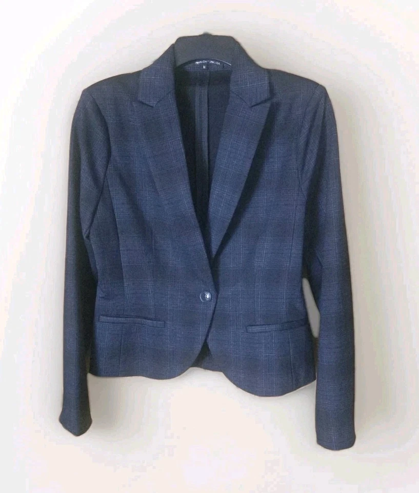 Chaqueta Blazer Amanda & Chelsea Mujer Gris Negro A Cuadros Talla Mediana (6-8) Foto 2 de 4