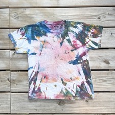 Gildan Youth Tie Dye T-Shirt Multi Color Blue Pink Green M 10/12 