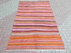 Vintage Turkish Kilim Wool Rug Multicolor Boho Carpet Striped Large Rug 61"x102"