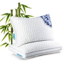 Shredded Memory Foam Pillows 2 Pack, Rayon Derived from Bamboo Pillow Queen