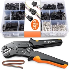 Preciva Crimping Tool Connector kit, 1050Pcs JST-SM Connectors Set,