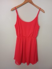 Honey Punch Dress Med. Dark Pink, Adjustable Straps, Vtg. Y2K, Sheer, Lined