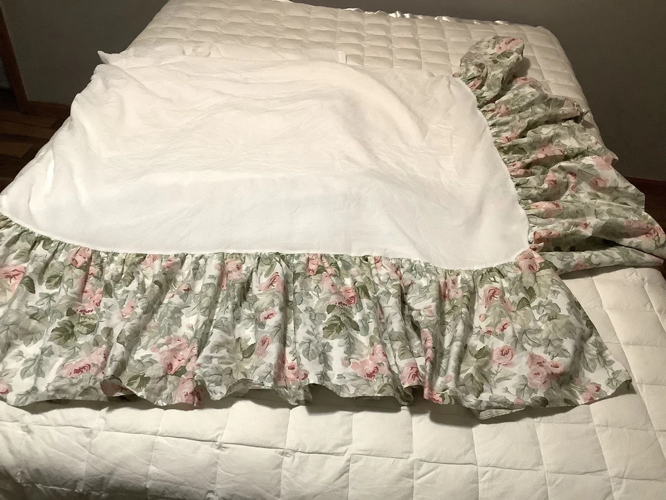 LAURA ASHLEY винтажный коттедж роза кровать юбка и с оборками Sham ~ королевский размер - Изображение 2 из 4