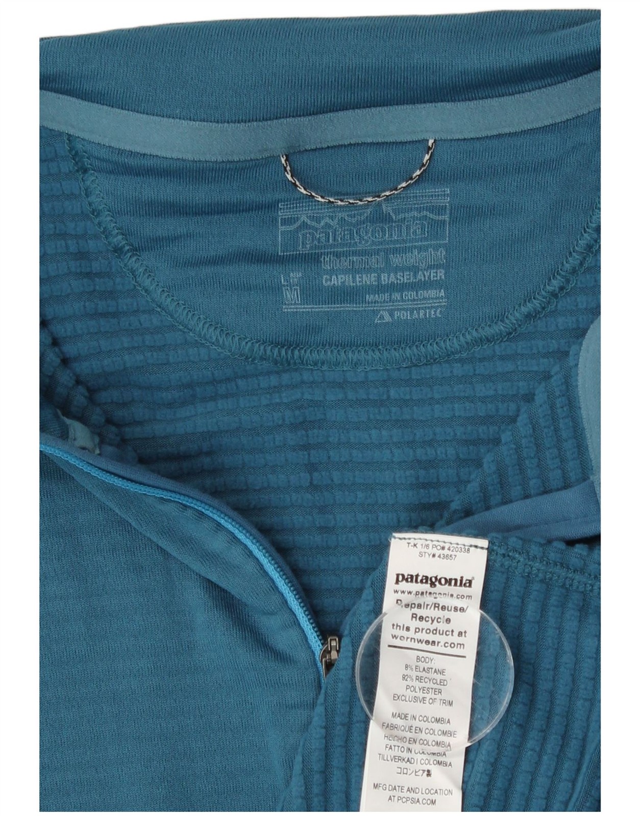 Patagonia Mens Dri Fit Zip Neck Pullover Tracksuit Top Medium Blue BL07 thumbnail 3