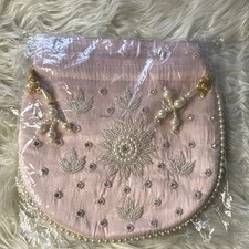 Beaded Pink Evening Bag with Pearl Accents