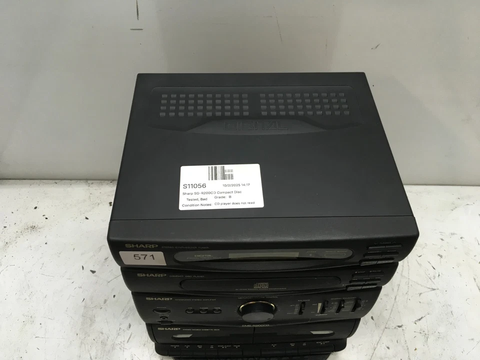 Sharp SG-R200CD Compact Disc Stereo Music System - For Parts/Repair - Image 3 of 4