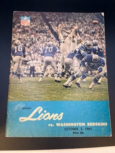 1965 Detroit Lions VS Washington Redskins Program-Vg to Ex