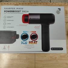 Sharper Image Powerboost Pro Massage Gun Hot  Cold Percussion Cordless 6 Heads