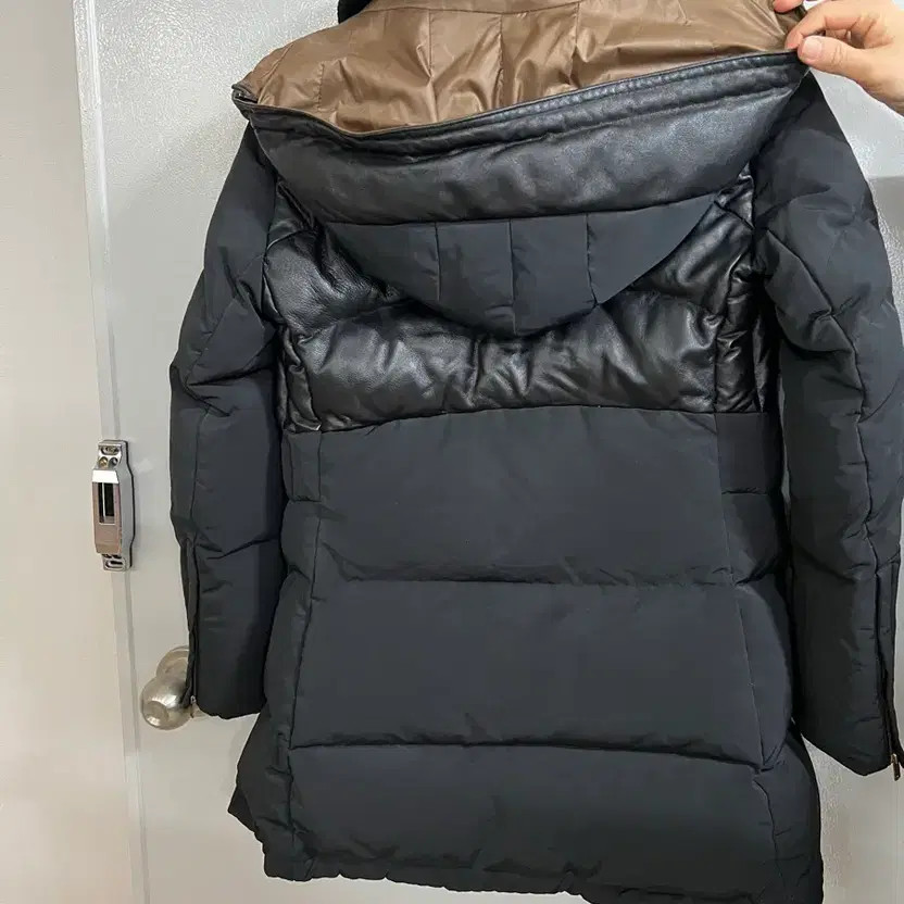 Time Postmodern Leather Patch Puffer Jacket - Bla… - image 1